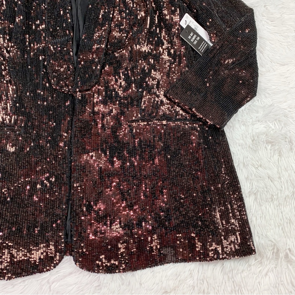 Express bronze sequin‎ open front boyfriend blazer long sleeve - Picture 3 of 11